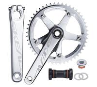 QHYRZE Bielas De Bicicleta De Pista De Piñón Fijo 165mm Bielas Integradas Huecas 48T/49T Bielas De Un Solo Plato 10/11 Velocidades, con BB(Silver,48T)