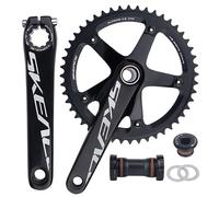 QHYRZE Bielas De Bicicleta De Pista De Piñón Fijo 165mm Bielas Integradas Huecas 48T/49T Bielas De Un Solo Plato 10/11 Velocidades, con BB(Black,48T)