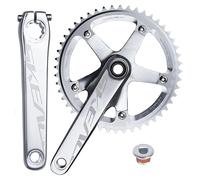 QHYRZE Bielas Integradas Huecas De Bicicleta De Pista 165mm 48T/49T Plato Único Piñón Fijo Bielas De Bicicleta 10/11 Velocidades(Silver,48T)