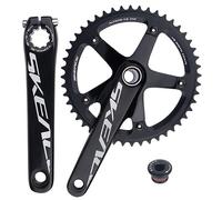 QHYRZE Bielas Integradas Huecas De Bicicleta De Pista 165mm 48T/49T Plato Único Piñón Fijo Bielas De Bicicleta 10/11 Velocidades(Black,48T)