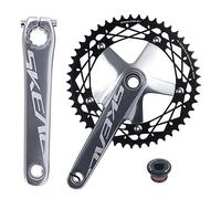 QHYRZE Bielas Integradas Huecas De Bicicleta De Pista 165mm 48T/49T Plato Único Piñón Fijo Bielas De Bicicleta 10/11 Velocidades(Silver,49T)