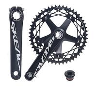 QHYRZE Bielas Integradas Huecas De Bicicleta De Pista 165mm 48T/49T Plato Único Piñón Fijo Bielas De Bicicleta 10/11 Velocidades(Black,49T)