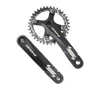 QHYRZE Juego De Bielas Cónicas Cuadradas For Bicicleta De Montaña 170mm MTB Juego De Brazo De Manivela 32/34/36/38T Platos Y Bielas 8/9/10/11 Velocidades(Black,32T)