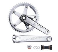QHYRZE Juego De Bielas De Bicicleta De Pista 165mm Juego De Bielas De Bicicleta De Piñón Fijo Integrado Hueco 48T Plato Único 10/11 Velocidad, con BB(Silver)