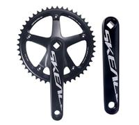 QHYRZE Juego De Bielas De Bicicleta De Pista De Piñón Fijo 165mm Juego De Bielas De Carreras De Cinta Cuadrada 48T 49T Solo Plato Dientes Extra Grandes 10/11 Velocidad(Black,48T)
