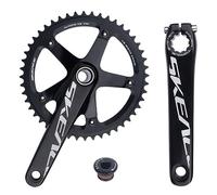 QHYRZE Juego De Bielas De Bicicleta De Pista Integrada Hueca 165mm 48T Plato Único Juego De Bielas De Bicicleta De Piñón Fijo 10/11 Velocidad(Black)