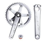 QHYRZE Juego De Bielas De Bicicleta De Pista Integrada Hueca 165mm 48T Plato Único Juego De Bielas De Bicicleta De Piñón Fijo 10/11 Velocidad(Silver)