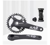 QHYRZE Juego De Bielas De Bicicleta MTB 170mm Juego De Brazo De Manivela Integrado Hueco 32/34/36/38T Plato Único Ancho Estrecho con Velocidad BB 8-12(Black,34T)