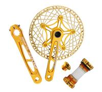 QHYRZE Juego De Bielas De Bicicleta Plegable Hueco Integrado 170mm Juego De Brazo De Manivela 53T/56T Plato Único Bielas 8-12 Velocidades(Gold,53T)