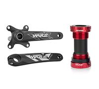 QHYRZE Juego De Brazo De Manivela De Bicicleta De Montaña 170mm Bielas De Aleación De Aluminio Huecas MTB(Rot)