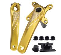 QHYRZE MTB Crank Arm Set 170mm Hollow Integrated Mountain Bike Crankset Ultraligero Aleación De Aluminio Bielas(Gold)