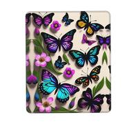 QHZLY Alfombrilla de mouse con borde de goma de varios tamaños con mariposas moradas, azules y amarillas, 8.3 x 10.3 pulgadas, para oficina, juegos, escritorio, consola portátil