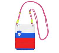 QHZLY Bandolera para teléfono móvil con la bandera de Eslovenia negra con correa ajustable para mujer, a la moda, conveniente, fucusia, Talla única