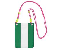 QHZLY Bandolera para teléfono móvil con la bandera de Nigeria negra con correa ajustable para mujer, a la moda, conveniente, fucusia, Talla única