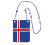 QHZLY Bandolera para teléfono móvil, diseño de bandera de Islandia, color negro, con correa ajustable, para mujer, a la moda, conveniente, Purple, Talla única