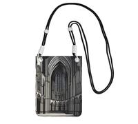 QHZLY Bolso bandolera para teléfono móvil con diseño de catedrales góticas, color negro con correa ajustable para mujer, a la moda, conveniente, Black, Talla única