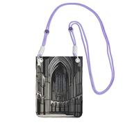 QHZLY Bolso bandolera para teléfono móvil con diseño de catedrales góticas, color negro con correa ajustable para mujer, a la moda, conveniente, Purple, Talla única