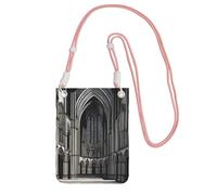QHZLY Bolso bandolera para teléfono móvil con diseño de catedrales góticas, color negro, con correa ajustable, para mujer, a la moda, conveniente, Pink, Talla única
