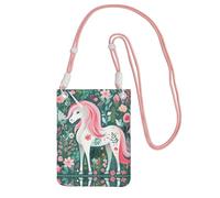 QHZLY Bolso bandolera para teléfono móvil con diseño de unicornio y pelo rosa, color negro con correa ajustable para mujer, a la moda, conveniente, Pink, Talla única
