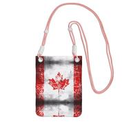 QHZLY Bolso bandolera retro con la bandera de Canadá para teléfono móvil, color negro con correa ajustable para mujer, a la moda, conveniente, Pink, Talla única