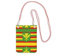 QHZLY Bolso cruzado para teléfono móvil con bandera hawaiana nativa negra con correa ajustable para mujer, a la moda, conveniente, Pink, Talla única
