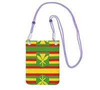 QHZLY Bolso cruzado para teléfono móvil con bandera hawaiana nativa negra con correa ajustable para mujer, a la moda, conveniente, Purple, Talla única
