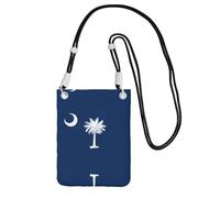QHZLY Bolso cruzado para teléfono móvil con la bandera de Carolina del Sur, color negro con correa ajustable para mujer, a la moda, conveniente, Black, Talla única