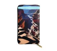 QHZLY Cartera de cuero Long Canyon Shadows para unisex, elegante y funcional con ranuras para tarjetas, bolsillos con cremallera