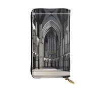 QHZLY Cartera larga de cuero con diseño de catedrales góticas, unisex, elegante y funcional, con ranuras para tarjetas, bolsillos con cremallera