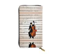 QHZLY Cartera larga de cuero con diseño de momentos musicales, unisex, elegante y funcional con ranuras para tarjetas, bolsillos con cremallera