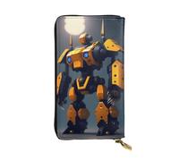 QHZLY Cartera larga de cuero con diseño de robots at war unisex, elegante y funcional con ranuras para tarjetas, bolsillos con cremallera
