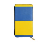 QHZLY Cartera larga de cuero con la bandera de Ucrania unisex, elegante y funcional con ranuras para tarjetas, bolsillos con cremallera