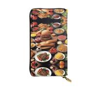 QHZLY Cartera larga de cuero Delicious Feast para unisex, elegante y funcional con ranuras para tarjetas, bolsillos con cremallera