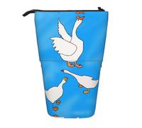 QHZLY Estuche ajustable con cremallera para lápices de ganso blanco, portátil de gran capacidad para artículos de papelería