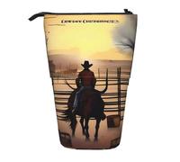 QHZLY Estuche ajustable con diseño de crónicas de vaquero con cremallera, almacenamiento portátil de gran capacidad para artículos de papelería