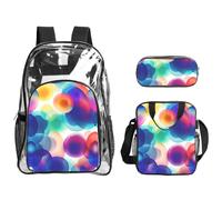 QHZLY Juego de mochila de PVC transparente con texto en inglés "So Many Bubbles", ligera y duradera