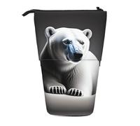 QHZLY Portrait of a Polar Bear - Estuche ajustable con cremallera, portátil de gran capacidad de almacenamiento para artículos de papelería