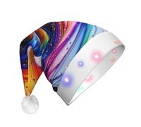 QHZLY Scribble Art to the Pap - Sombrero de Navidad iluminado para adultos, gorro de Papá Noel decorativo LED de felpa para vacaciones