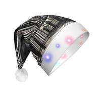 QHZLY Sombrero de Navidad con luces de catedrales góticas para adultos, gorro de Papá Noel decorativo LED de felpa para vacaciones
