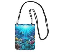 QHZLY Submarine Coral Rays - Bolso cruzado para teléfono móvil con correa ajustable para mujer, a la moda, conveniente, Black, Talla única