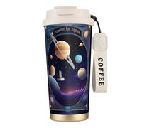 QHZLY Taza de café de acero inoxidable 316 con texto "A Cosmic Voyage", color blanco, vaso de viaje grande aislado para uso en oficina, hogar y automóvil