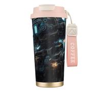 QHZLY Taza de café de acero inoxidable 316 Future Robot rosa, vaso de viaje grande aislado para oficina, hogar, coche