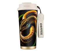 QHZLY Taza de café de acero inoxidable 316 Quetzalcoatlus Waiting for Food, color blanco, vaso de viaje grande aislado para oficina, hogar, coche