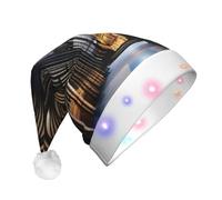 QHZLY Un sombrero de Navidad con luces de catedrales góticas para adultos, gorro de Papá Noel decorativo LED de felpa para vacaciones