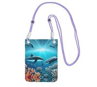 QHZLY Whales under the Sea Crossbody - Bolso bandolera para teléfono móvil con correa ajustable para mujer, a la moda, conveniente, Purple, Talla única