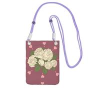 QHZLY White Rose of Love - Bolso bandolera para teléfono móvil, color negro con correa ajustable para mujer, a la moda, conveniente, Purple, Talla única
