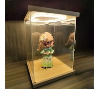 QHZYMX Caja De Exhibición Decorativa, Apilable Y Transparente, para Almacenar Objetos Colección, Comida Libros, Organizador A Prueba Polvo con Base Madera(30X30X40cm/12X12X16)