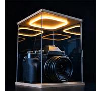 QHZYMX Caja De Presentación Acrílica con Base Madera, Escaparate Exhibición Luz LED Transparente para Recuerdos, Organizadores Cajas Decoración del Hogar(40X15X40cm/16X6X16)