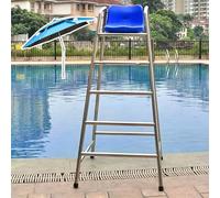QHZYMX Silla de socorrista para Piscina Silla De Árbitro De Acero Inoxidable para Piscina, Sillas De Salvavidas Altas para Exteriores con Sombrilla, Tumbona Alta Comercial(Chair with Umbrella)
