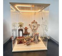 QHZYMX Vitrina Cuadrada De Acrílico con Luces LED Incorporadas, H 10 15 20 25 30 35 40 50 60 Cm Caja Almacenamiento Transparente, Contenedores Organizadores(H 15cm/6in,20X20cm/8X8in)